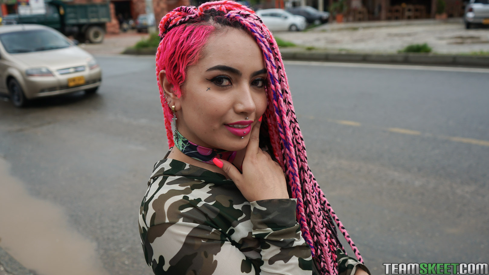Pink-Hair Latina Pounding