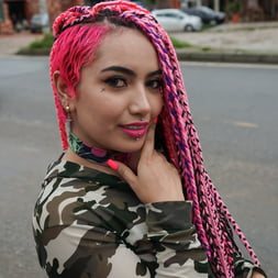Pink-Hair Latina Pounding